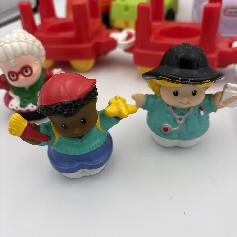 Vintage 16 Piece Little People Lot: Cars, Forklifts, Toilet, 4 People, Lucky Dog
